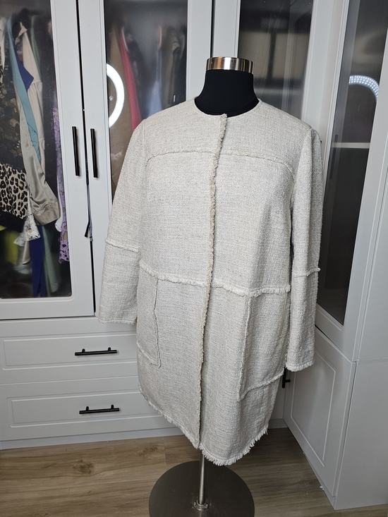 Lafayette 148 New York Jackets & Blazers - Lafayette 148 New York Cream Textured Crewneck Jacket